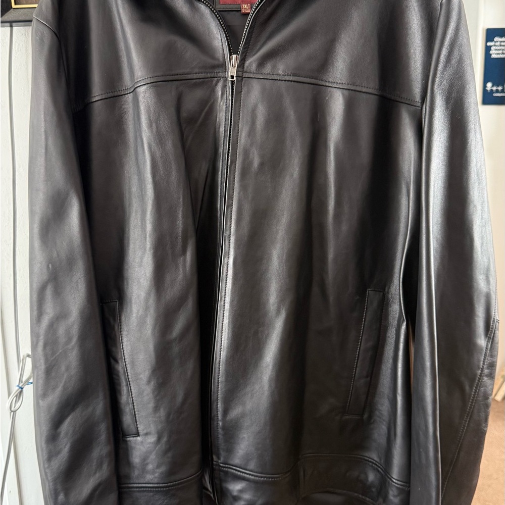 Wilsons Leather Black Leather Jacket with Zip Collar